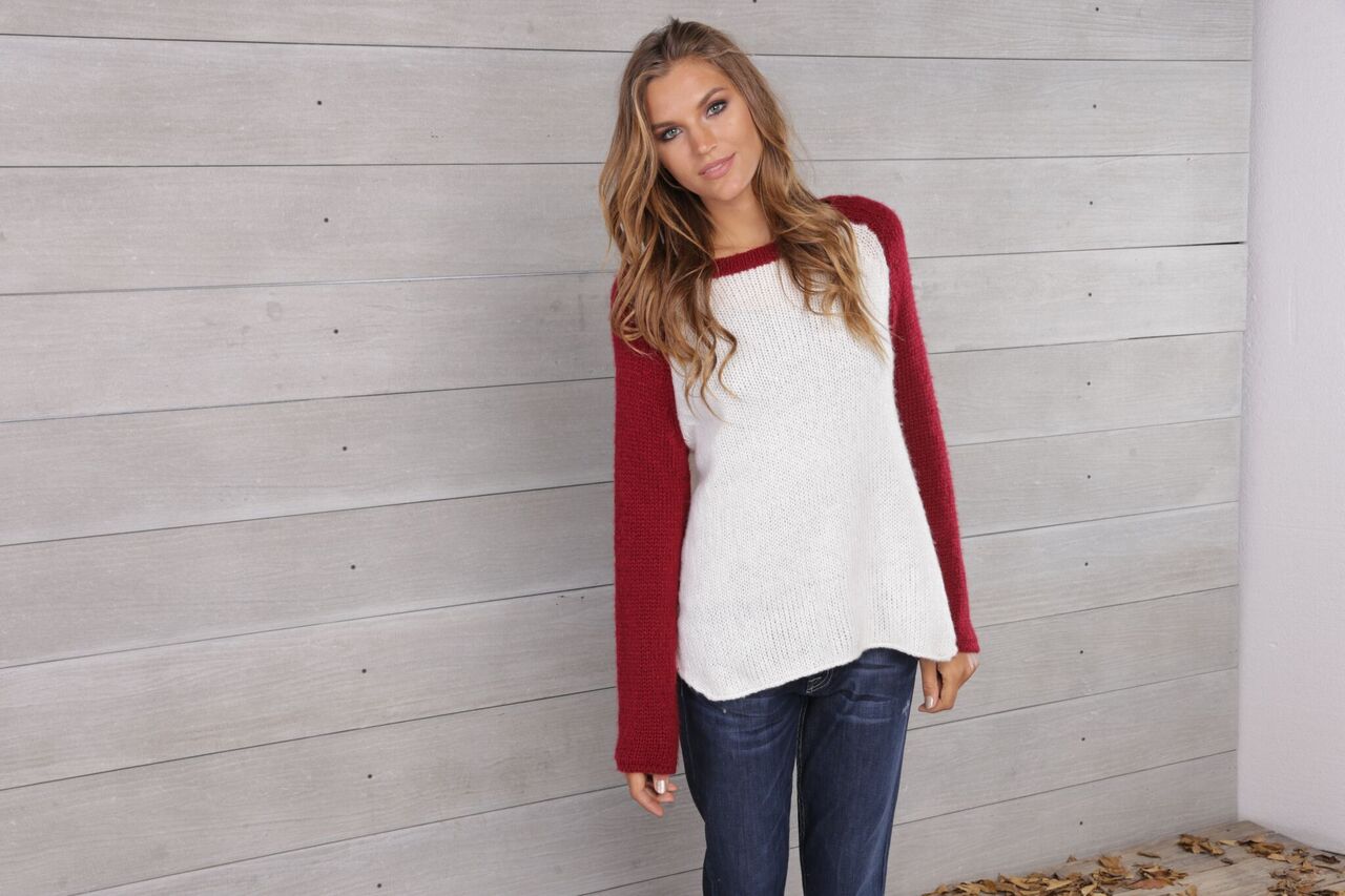 Two-Tone Raglan Sweater